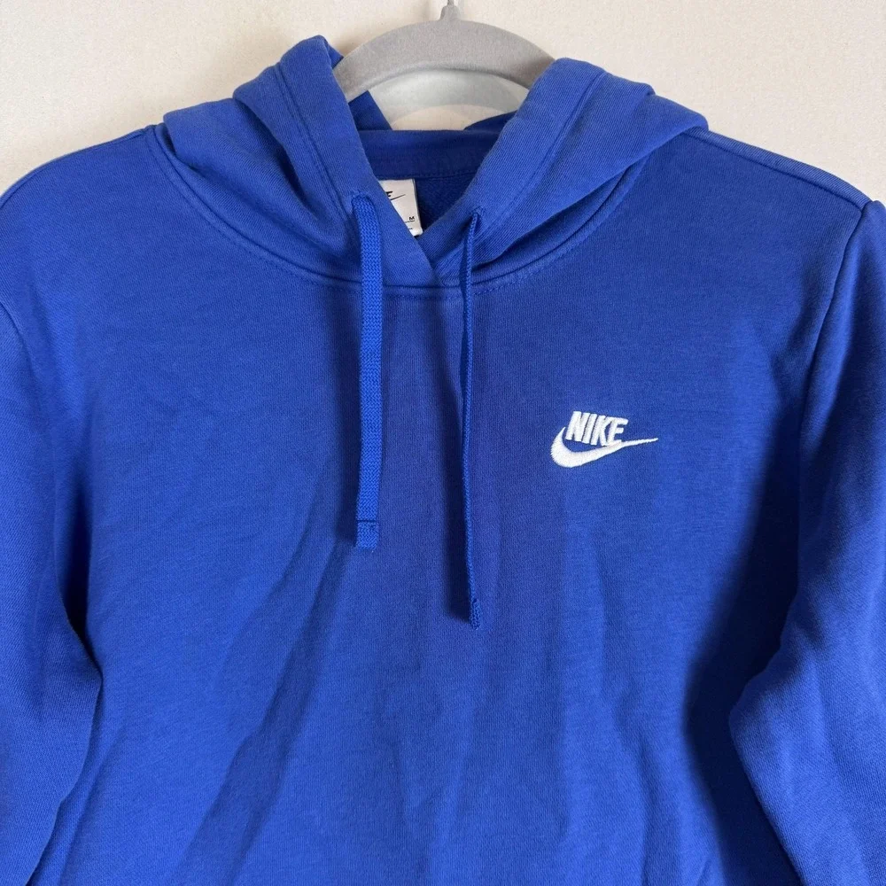 Nike Hoodie Mens Medium Blue Pullover Fleece Small Swoosh Kangaroo‎ Pocket